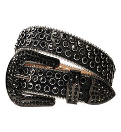 Vintage Western Rhinestones Belt Removable Buckle Cowboy Cowgirl Bling Leather Crystal Studded Belt For Women Men7577354