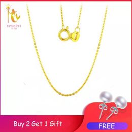 NYMPH Genuine 18K White Yellow Gold Chain 18 inches au750 Cost Necklace Pendant Wendding Party Gift For WomenG1002 LJ200833339