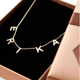 Crystal Pendant Custom Name Necklace Pendant Necklace Personalise Zircon Letter Necklace For Women Jewellery Gift Drop 0927259a