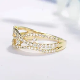 Wedding Rings Huitan Gold Colour Women Fashion Design Luxury Cubic Zirconia Party Female Irregular Shape Trendy Jewellery