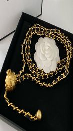 Runway Vintage Belt Necklace Sheepskin Famous Brand Ball Necklace Waistband Decorative Marked Logo Gold Link Chain Waist Chain Bel1513693