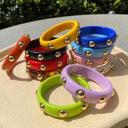 Bangle 2023 Vintage Resin Bangles For Women Fashion Jewellery Colorful Small With Designer Charms Bracelets Elegant
