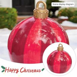 Other Event Party Supplies 60CM Outdoor Christmas Inflatable Decorated Ball Made PVC Giant No Light Large Balls Tree Decorations Outdoor Toy Ball 231102