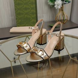 7cm de sandálias de salto alto sapatos de grife de gabinete 100% de couro de metal de metal sapatos de dança feminina sapatos de salto grossa sapatos de vestido de casamento sandálias de verão 35-42