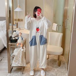 Women's Sleepwear 2023 Autumn Luxury Fashion Coral Fleece Nightdress Women Pyjamas Home Clothes Warm Jumpsuits Boutique Clothing Simple