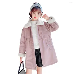 Jackets Girls Long Jacket Coat Solid Color Girl Coats Kids Casual Style Children Winter Clothes 6 8 10 12 14