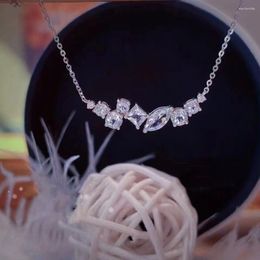 Pendants South Korea Design Fashion Jewelry Luxury Shiny Zircon Necklace Female Clavicle 925 Silver Ladies