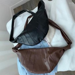 Waist Bags Noes Vintage Single Shoulder Crossbody Chest Bag Spring Simple PU Large Capacity Croissant