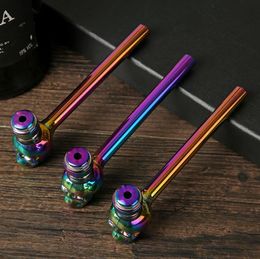 Smoking Pipes Zinc alloy pipe with lid Personalised seven Colour plating skull stem metal tobacco can be removed and cleaned smoking accessories