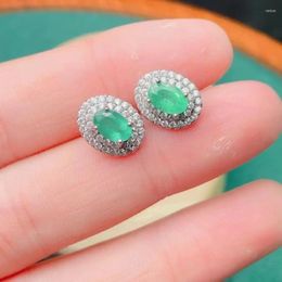 Stud Earrings Natural Emerald 925 Silver Women's Earrin Inlgs Exquisitely Crafted Luxurious Atmosphere