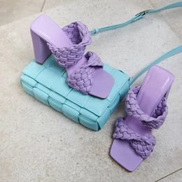 Sandals Summer Fashion Design Weave Women Dreamy Purple Transparent Strange High Heels Ladies Open Toe Shoes
