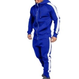 Zipper Tracksuit Fashion Side Striped Hooded Hoodies Jacket Pants Track Suits Men Casual Sweatsuit301S