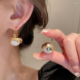 Hoop Earrings KAITIN Simple Flower Bud Pearl Ear Buckle For Women Light Luxury Style High Quality Earring 2023 Accessories Gift