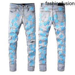 2023 Amirs New Mens Jeans Fashion Skinny Straight Slim Ripped Jean elastic Casual Motorcycle Biker Stretch Denim Trouser Classic mens Pants jeans rock revival jeans