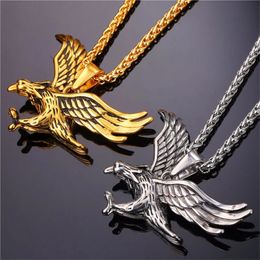 Gold Eagle Pendant Necklaces Women Mens Stainless Steel Fashion Hip Hop Jewellery for Neck Gifts for Male Accessory Wholesale