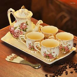 Teaware Sets Coffeeware Porcelain Coffee Pot Cups Tray Set European Ceramic Teapot Mug Drinkware Afternoon Tea Party El Cup