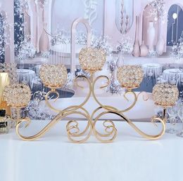5 Arms Christmas Candlestick Wedding Table Centrepieces Crystal Hanging Candle Holder Home Hotel Wedding Centrepieces Decoration