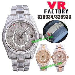 VR Factory Watches 326934 / 326933 Ice Out Full Diamonds 42mm Cal.9001 Automatic Mens Watch Pave Diamond Dial Diamonds Bracelet Gents Wristwatches Limited Edition