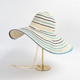 Wide Brim Hats Summer Straw Hat High Quality Paper Women's Fashion Stripe Design With Big Holiday Beach 2023 Sunshade Sun