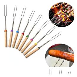 Bbq Tools Accessories Stainless Steel Marshmallow Roasting Sticks Extending Roaster Telesco Cooking/Baking/Barbecue Drop Delivery Dhf1C