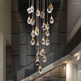 Chandeliers Modern Crystal Lamp Irregular Brass Suspension Lighting Pendant Hanging Home Decoration