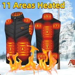 Men's Vests 13/9 Areas Heated Vest Men Women Usb Heated Jacket Heating Vest Thermal Clothing Hunting Vest Winter Heating Jacket BlackS-6XL 231102