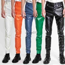 Men's Pants Men 5 Color Leather Pants Skinny Fashion PU Leather Trousers Party Pants Thin Drop Shipping J231102