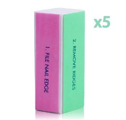 Whole 5PcsLot Sanding Nail File Buffer Block for UV Gel Nail Polish Nail Art Tools Manicure Pedicure 4way Sanding Block lim8609825