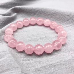 Bangle Pink Rose Powder Crystal Quartz Natural Stone Streche Bracelets Bangles Women Girls Beads Valentine's Day Gifts