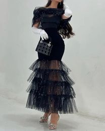 Casual Dresses Women Sexy Dress Black Transparent Mesh Sequins Bodycon Maxi Mermaid Waist Hugging Party