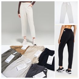 LU-1290 Women High Waist Yoga Pants Quick Dry Sports Pants Drawstring Sportswear Jogging Pants