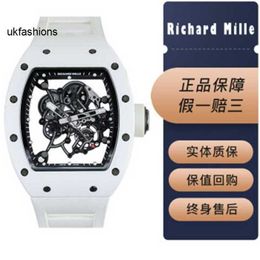 Mechanical Sports Watches Richardmiler Mens Wristwatches Womens Wrist Watches Men's Watch White Ceramic Rm055 HBG4