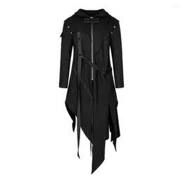 Men's Jackets Bandage Designer Irregular Gothic Steampunk Solid Colour Outerwear Streetwear Hip- Grunge Harajuku Overcoat Sudadera