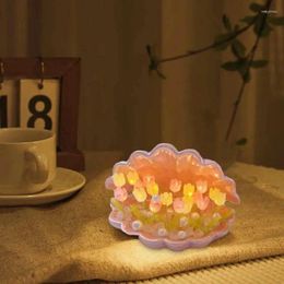 Night Lights Tulip Light Mirror Small Girl Bedroom Ornaments Creative Po Frame Table Lamps Birthday Gifts