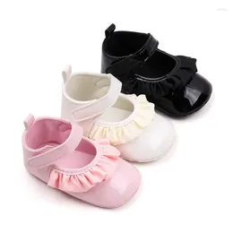 First Walkers Baby Girls Princess Shoes PU Leather Ruffle Flats Infant Crib Toddler Walker For Summer Fall