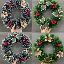 Decorative Flowers 1Pcs Christmas Wreaths Door Hanging Rattan Venue Layout Decorations Garland For Home Party Decor 2024 Year