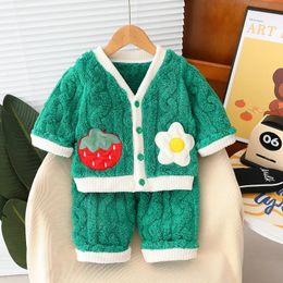 Clothing Sets Autumn Winter Children Boy 2PCS Clothes Set Cartoon Spliced Homewear Sleepsuit Fleece Pant Baby Outfit Infant Suits 231102