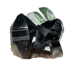 Decorative Figurines Natural Gemstone Black Crystal Tower Cluster Mineral Specimen Smoke Quartz Home Decor Gift Stone Healing