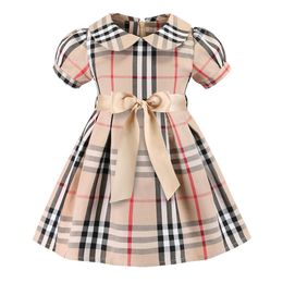 Baby Girl Dress Summer Girls Sleeveless Dress Cotton Babies Kids Big Plaid Bow Dresses Multi Colours Free Shipping