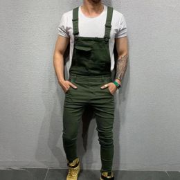 Men's Jeans Casual Jumpsuit Streetwear Mid Rise Overalls Multi Pockets Men Skin-friendly