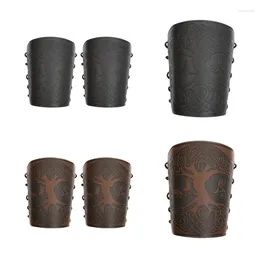 Knee Pads VikingsBracers Medieval Leathers Bracers Arm Cuff Leather Gauntlet Wristband Punk Guards Men Women Costume