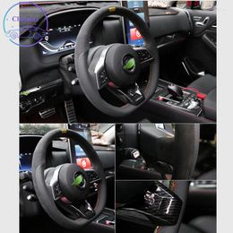 Steering Wheel Covers Embroidery Cover For BYD Series F0 F3 F3R F6 Flyer S8 F8 Suede Leather Hand Sewing Wrap DIY Stitchwork Holder