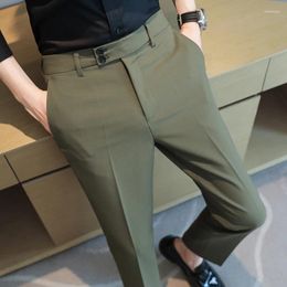 Men's Suits Men Dress Pants High Waist Trousers Autumn British Style Straight Slim Fit Suit Solid Casual Fashion Clothing