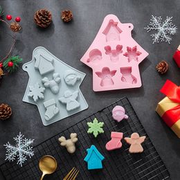 6 Even Christmas house Modelling Christmas theme silicone Mould baking cake Mould drops glue chocolate Mould