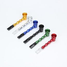 Smoking Pipes Metal bamboo transparent pipe Aluminium alloy bamboo horn straight portable pipe tobacco