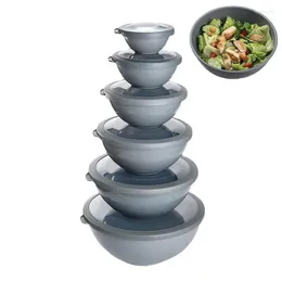 Bowls Salad Bowl With Lid Nesting Lids Kitchen Accessories Microwave Safe For Restaurant Dormitory Apartment