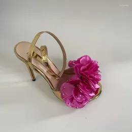 Sandals Summer Round Head Rhinestone Flower Lacquer Leather With Thin High Heels Banquet Dress Versatile Large Women's Shoes