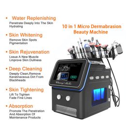 Newest Portable 10 in 1 Hydra Dermabrasion RF Skin Elasticity Improve Oxygen Jet Face Hydrating Pore Clean Face Firm Machine with Ionic Mask