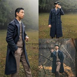 Men's Jackets Winter Warm Long Coat Solid Colour V neck Double breasted Jacket Fashion Business Casual Comfortable Commuting 231102