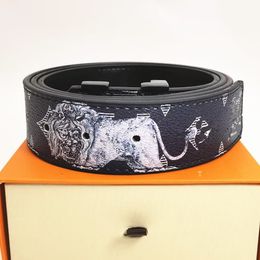 Fashion Classic Men Designers Belts Womens Mens New Lion and Rhino Pattern Casual Letter Smooth Buckle Belt Width 3.8cm